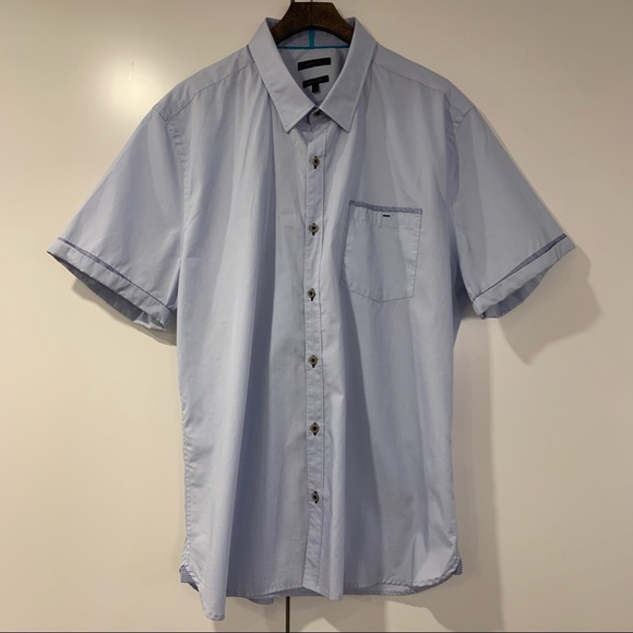 RW&Co Light Blue Cotton Short Sleeve Dress Shirt Size 2XL - Picture 2 of 8